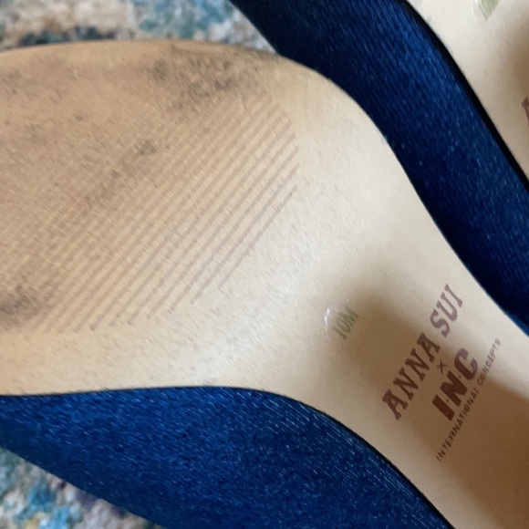 Anna Sui x INC International Concepts Floral Beaded Denim Jean Maddiee Mule Heel - Picture 3 of 8